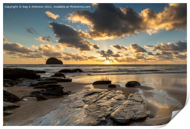 Cornish Sunset Print by Reg K Atkinson