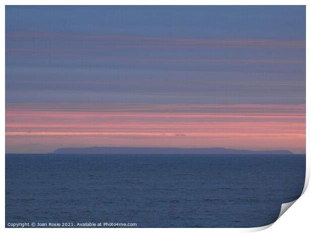 Lundy island at sunset Print by Joan Rosie