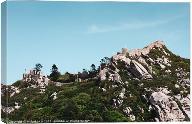 Castle of the Moors (Castelo dos Mouros) on the hilltop overlooking Sintra, Portugal Canvas Print by Mehul Patel