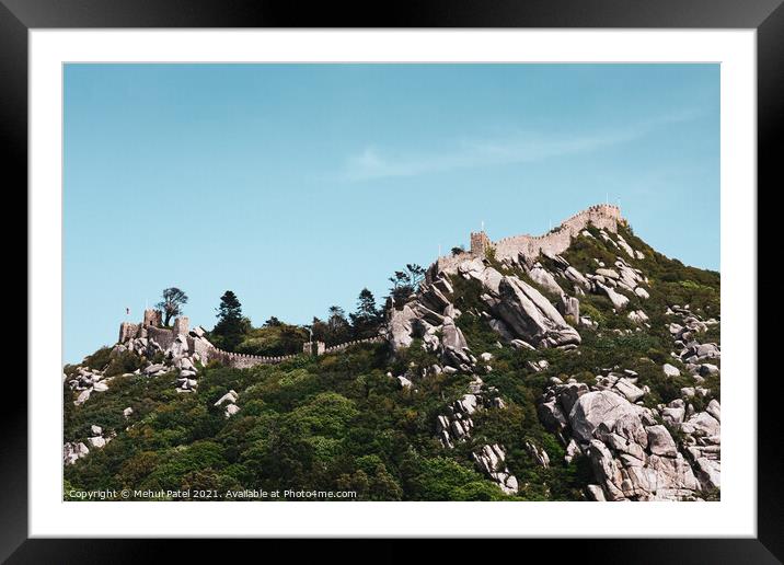 Castle of the Moors (Castelo dos Mouros) on the hilltop overlooking Sintra, Portugal Framed Mounted Print by Mehul Patel