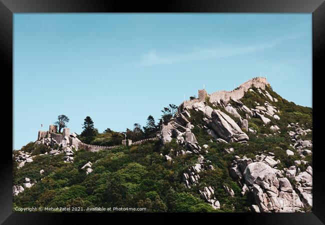 Castle of the Moors (Castelo dos Mouros) on the hilltop overlooking Sintra, Portugal Framed Print by Mehul Patel