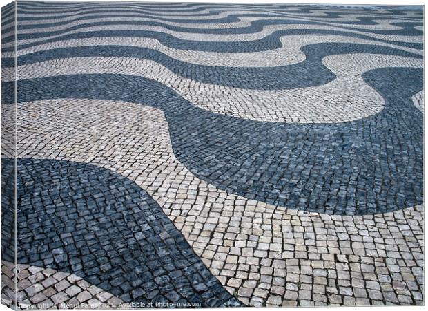 Mosaic outdoor pavement flooring in the area of Belem - Lisbon,  Canvas Print by Mehul Patel