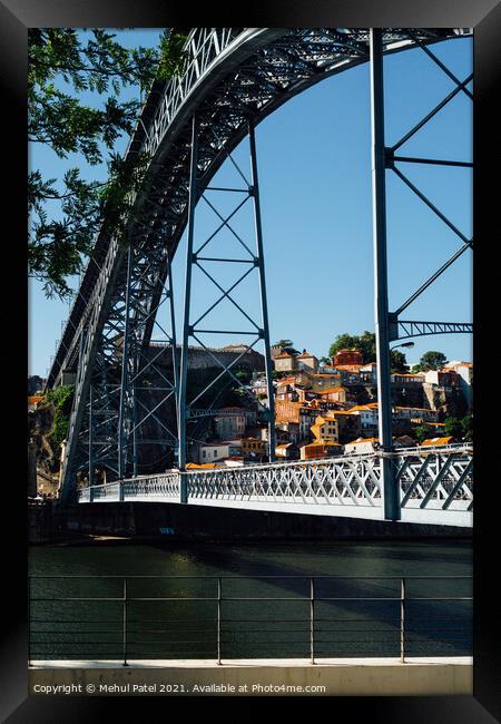 Ponte Luis I (Dom Luis I bridge) with view of the Ribeira district Framed Print by Mehul Patel
