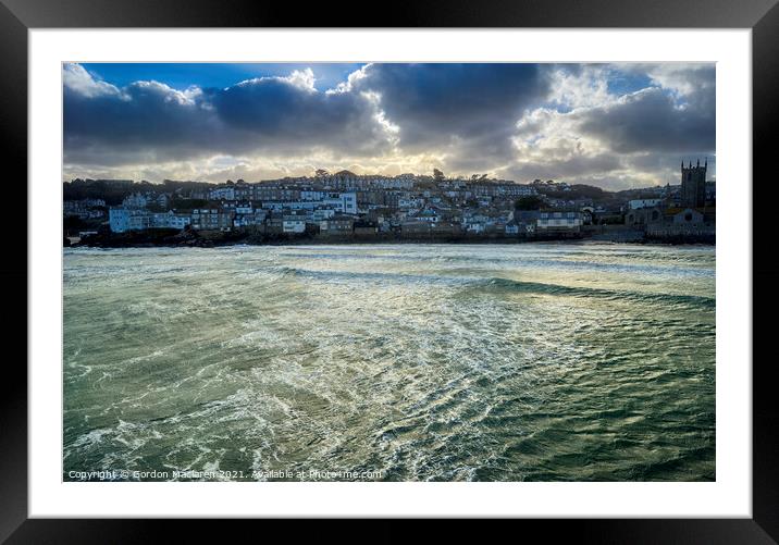 Sunset behind St Ives Cornwall Framed Mounted Print by Gordon Maclaren