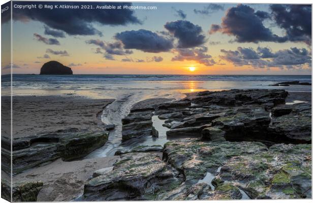 Cornish Sunset Canvas Print by Reg K Atkinson