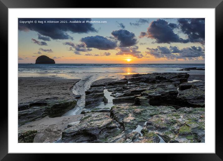 Cornish Sunset Framed Mounted Print by Reg K Atkinson