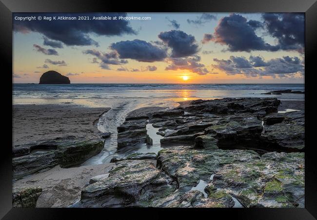 Cornish Sunset Framed Print by Reg K Atkinson