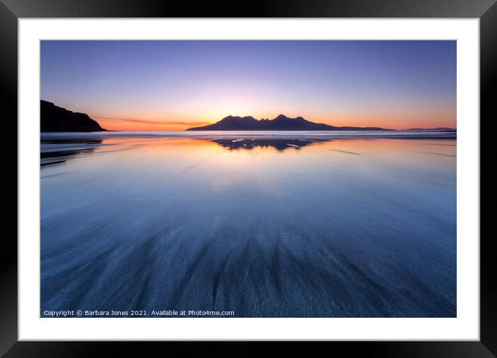 Laig Beach Sunset Isle of Eigg Sunset Framed Mounted Print by Barbara Jones