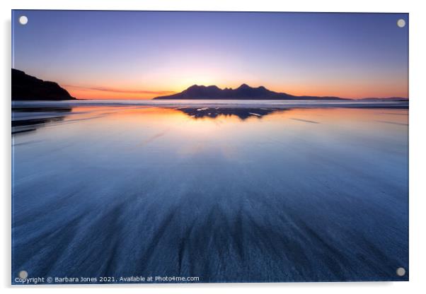 Laig Beach Sunset Isle of Eigg Sunset Acrylic by Barbara Jones