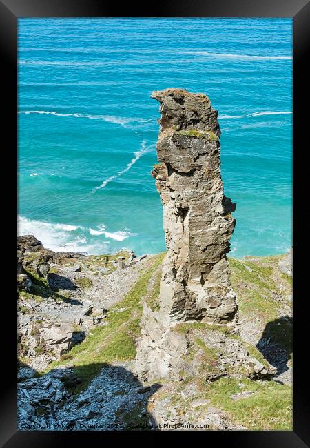 Stack at Lanterdan Quarry, Tintagel, Cornwall Framed Print by Keith Douglas