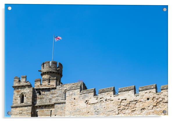 Union Jack above Lincoln castle Acrylic by Jason Wells