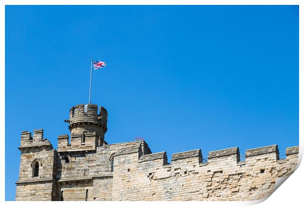 Union Jack above Lincoln castle Print by Jason Wells