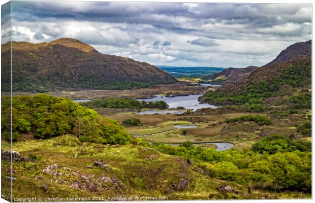 Ladies View to Upper Lake, Kerry, Ireland Canvas Print by Christian Lademann