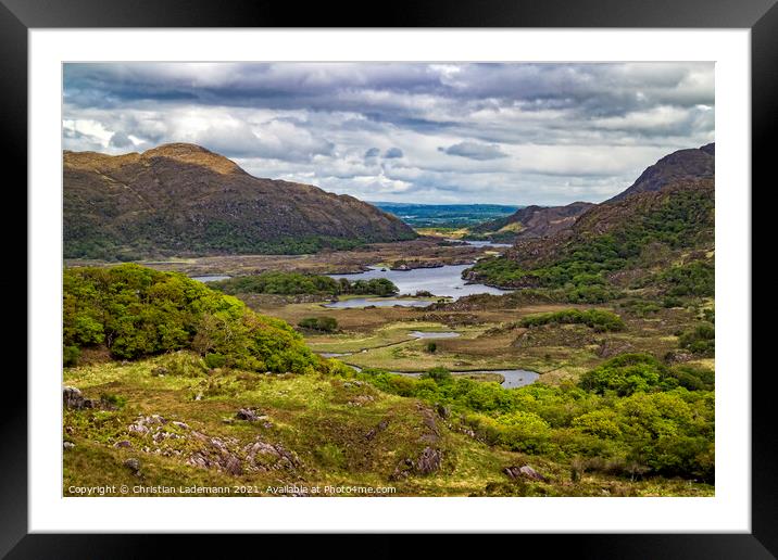 Ladies View to Upper Lake, Kerry, Ireland Framed Mounted Print by Christian Lademann