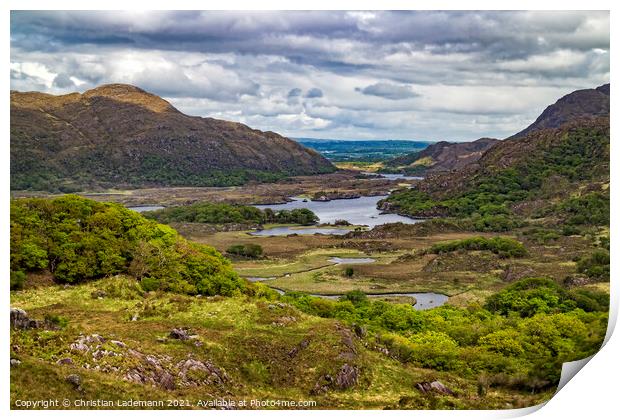 Ladies View to Upper Lake, Kerry, Ireland Print by Christian Lademann