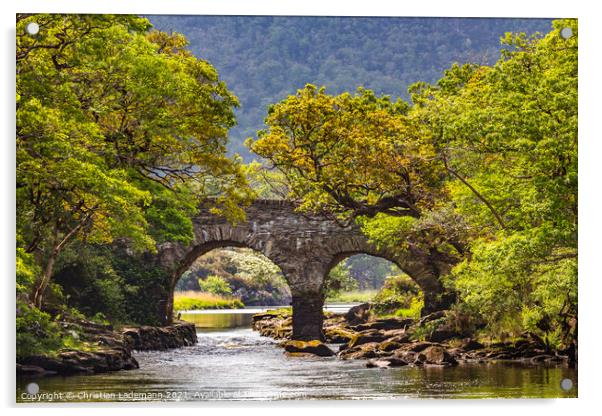Old Weir Bridge at Meeting of the Waters Killarney Acrylic by Christian Lademann