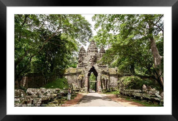 Souh Gate, Angkor Thom, Cambodia Framed Mounted Print by Ian Miller