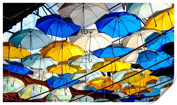 Decorative Umbrellas Print by Ian Miller