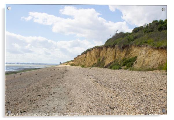 A powdered shell beach and low cliff on Southampton Water Hampsh Acrylic by Michael Harper