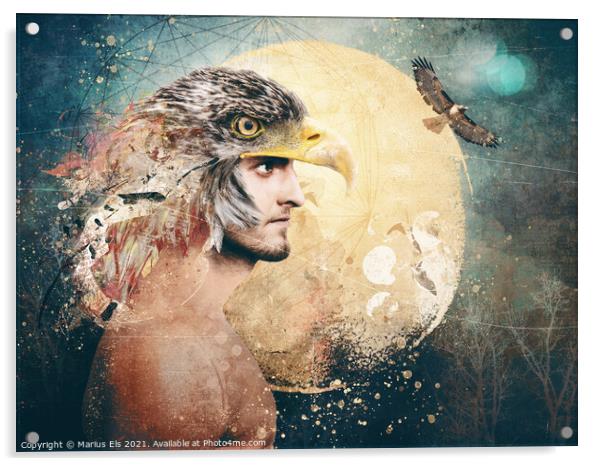 Spirit Animals - Eagle Acrylic by Marius Els
