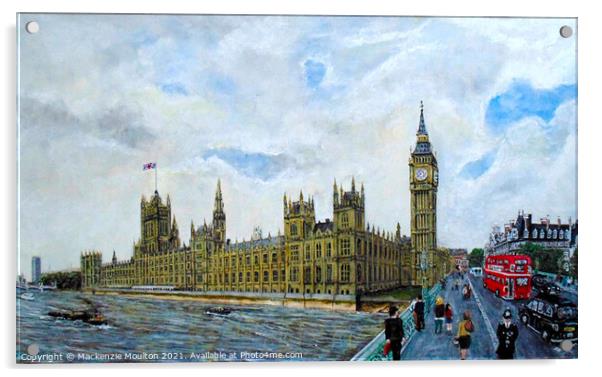 The Palace of Westminster and Westminster Bridge  Acrylic by Mackenzie Moulton
