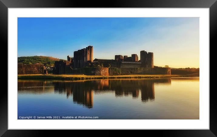 Caerphilly Castle Sunset Framed Mounted Print by James Mills