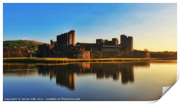 Caerphilly Castle Sunset Print by James Mills