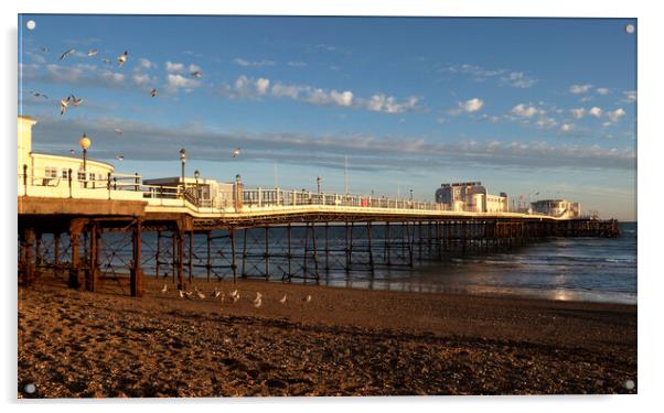Worthing Pier Beach Acrylic by Clive Eariss