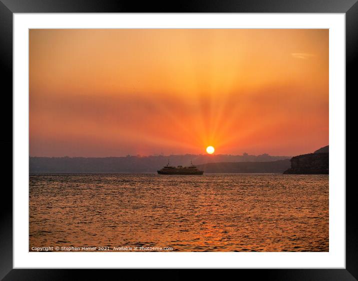Manly (Sydney) Ferry Sunset Framed Mounted Print by Stephen Hamer