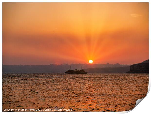 Manly (Sydney) Ferry Sunset Print by Stephen Hamer