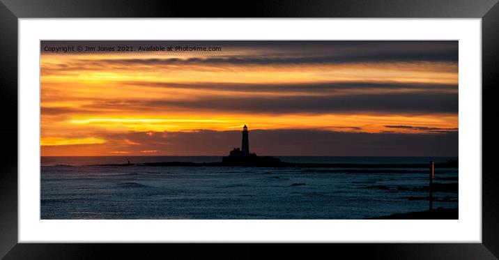 December Sunrise over St Mary's Island - Panorama Framed Mounted Print by Jim Jones
