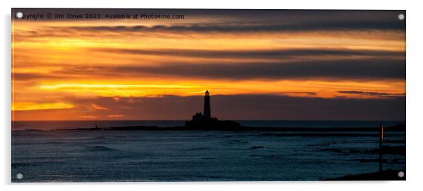 December Sunrise over St Mary's Island - Panorama Acrylic by Jim Jones