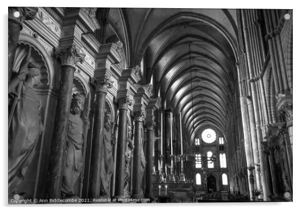 Saint-Remi Basilica in Reims France in Monochrom Acrylic by Ann Biddlecombe