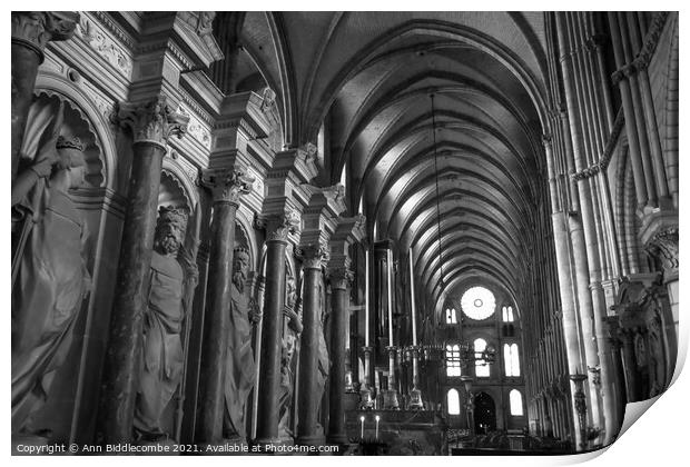 Saint-Remi Basilica in Reims France in Monochrom Print by Ann Biddlecombe