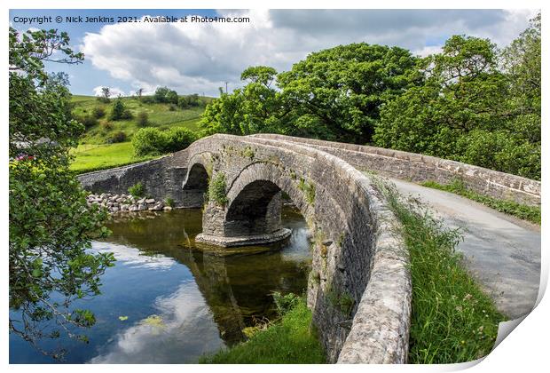 Crook of Lune Bridge over the River Lune Cumbria Print by Nick Jenkins