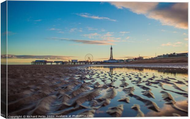 Blackpool Tower in the sands Canvas Print by Richard Perks