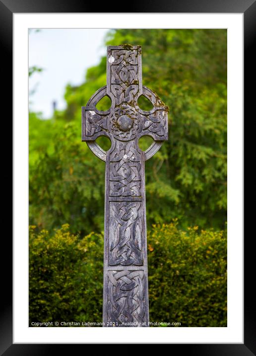 celtic cross in Kilkenny Framed Mounted Print by Christian Lademann