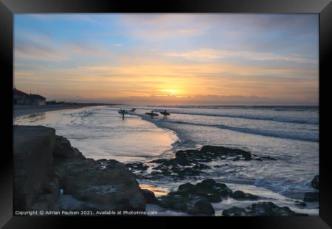 Sunrise at Surfers Corner in Cape Town  Framed Print by Adrian Paulsen