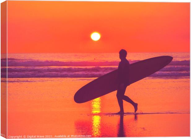 Sunset Surfer Canvas Print by Digital Wave