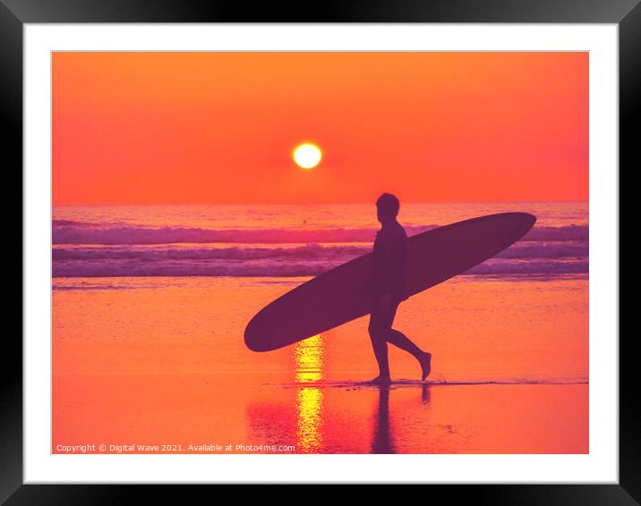 Sunset Surfer Framed Mounted Print by Digital Wave