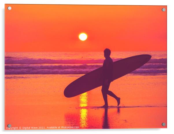 Sunset Surfer Acrylic by Digital Wave