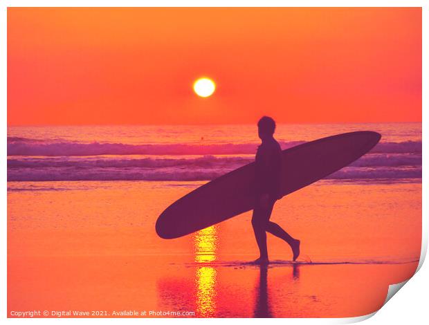 Sunset Surfer Print by Digital Wave