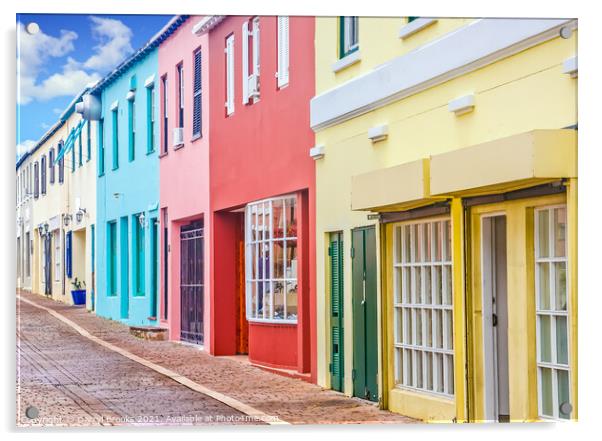 Colorful Shops in Bermuda Acrylic by Darryl Brooks