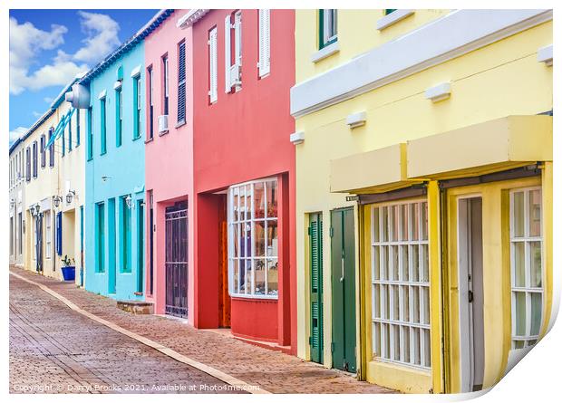 Colorful Shops in Bermuda Print by Darryl Brooks