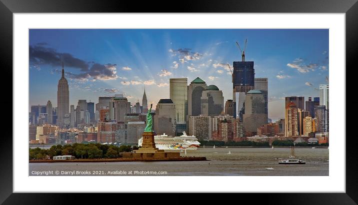 Cruise Ship Leaving New York Harbor Framed Mounted Print by Darryl Brooks