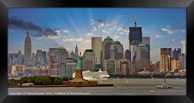 Cruise Ship Leaving New York Harbor Framed Print by Darryl Brooks