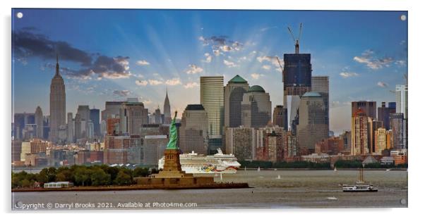 Cruise Ship Leaving New York Harbor Acrylic by Darryl Brooks
