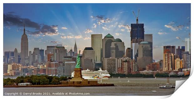 Cruise Ship Leaving New York Harbor Print by Darryl Brooks