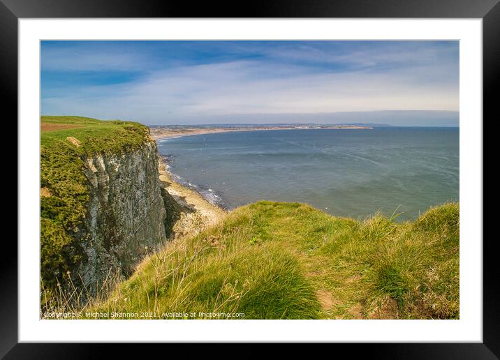 View from Buckton cliffs towards Filey Bay Framed Mounted Print by Michael Shannon