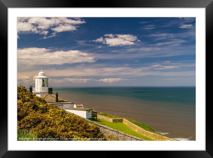 View out to sea from Whitby Lighthouse Framed Mounted Print by Michael Shannon